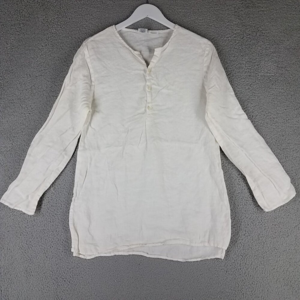 CP Shades Irish Linen Popover Shirt Women's Medium White Tunic Beach Casual